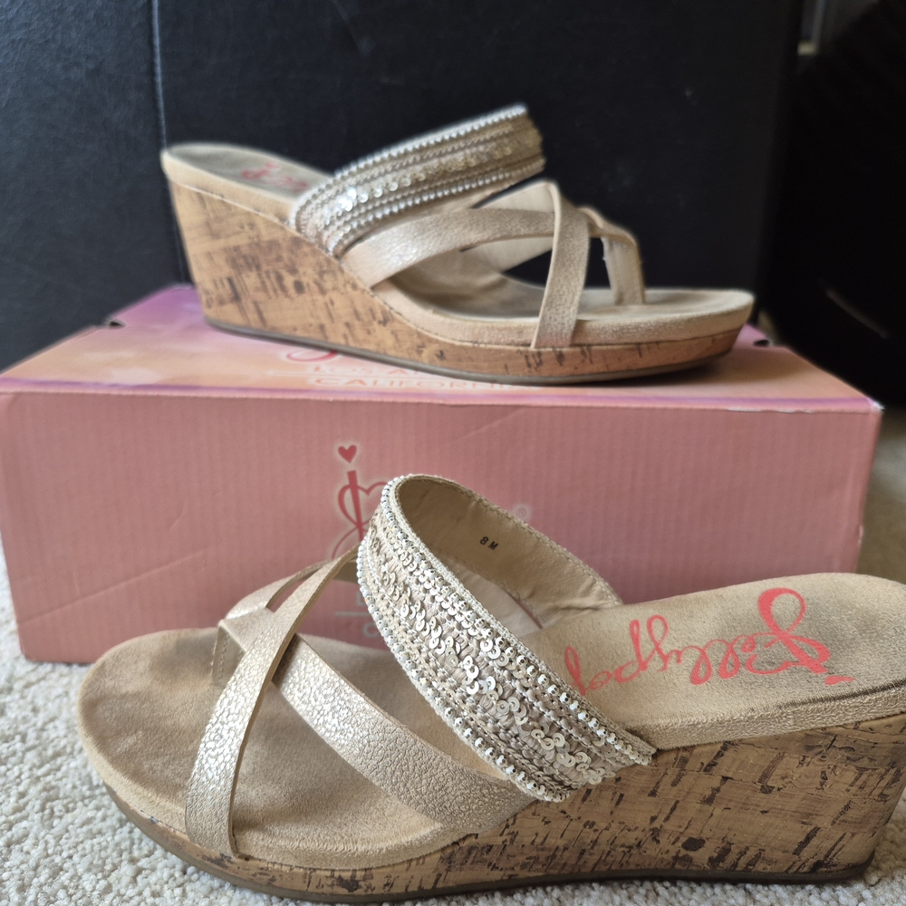 Jellypop Tan Wedge Sandals - Picture 2 of 5